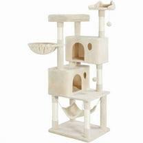 Yaheetech 64.5in Multi-level Large Cat Tree Condo Tower with Hammock Scratching Posts & Hammock, Beige