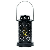 DefiDgd Small Candle Lanterns Flameless LED Lights,Battery Operated Decorative Lantern Lights,Hollow-Out Design,for Indoor Outdoor Patio Garden Home Table Party Decoration Gift(Black)