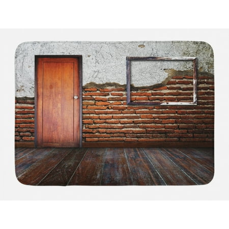 Antique Bath Mat Picture Frame On Damaged Brick Wall Aged Old