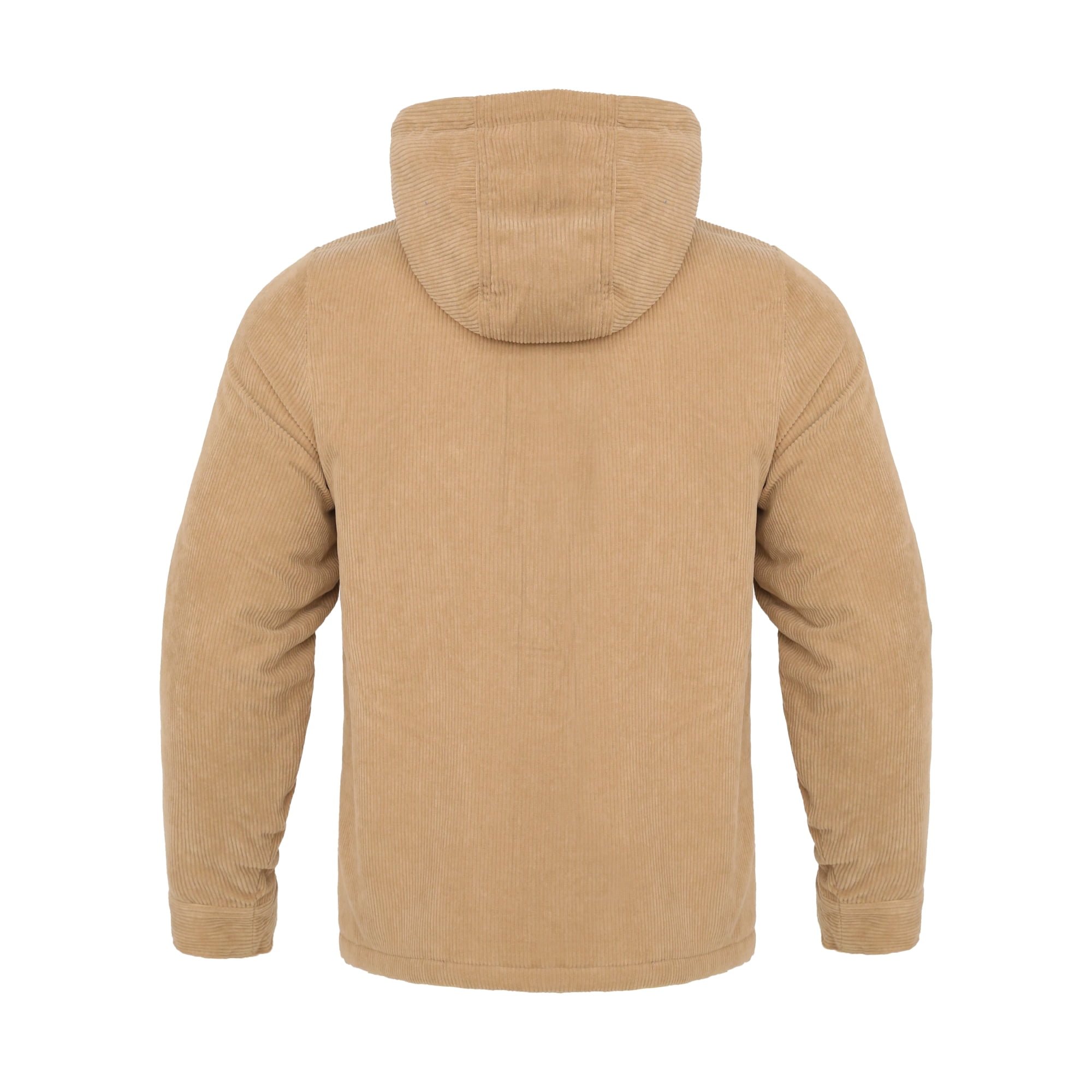Beautiful Giant Men's Corduroy Jacket with Sherpa Lining Winter Warm Zip-Up Hooded Coat Thick Thermal Outerwear
