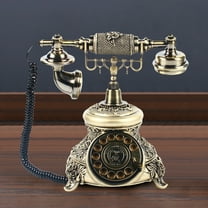 Mkyiongou Antique Brass Handset Phone Handheld Telephone Rotary Dial Vintage Home Decor
