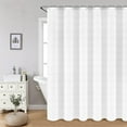 thumbnail image 3 of FRAMICS Waffle Weave Shower Curtain Sets with Rug, 14-Piece Striped Bathroom Sets with Hooks, Heavy-Duty Waterproof Fabric, Hotel Grade, White, 71.3" x 71.3", 3 of 9