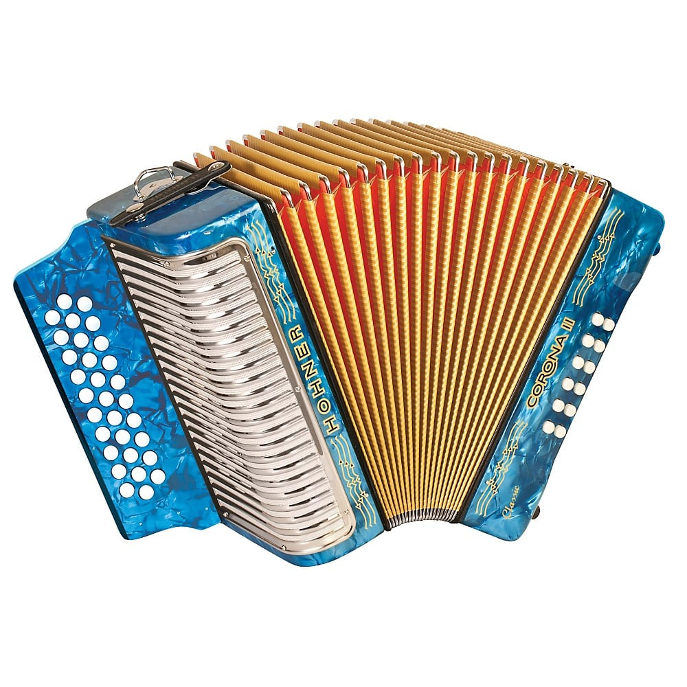 Button Accordion With Gig Bag Hohner Corona II G/C/F Diatonic Accordion -  Dark Blue With Gig Bag \u0026 Straps Musical Instruments, image size:1000x1000