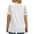 thumbnail image 5 of MOSHU Summer Womens Tops Dressy V Neck Blouses for Women Swiss Dot Puff Sleeve Shirts, 5 of 9