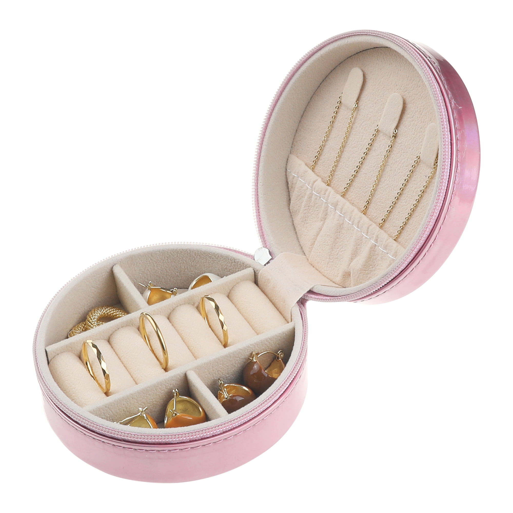 Unique Bargains Jewelry Box PU Leather Jewelry Organizer Storage Display Holder for Ring Pink