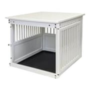 Wooden End Table Pet Crate Medium White