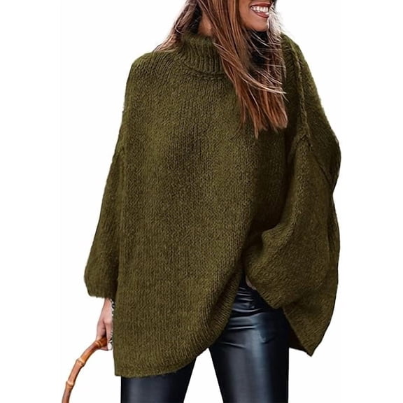 PRETTYGARDEN Women's Winter Turtleneck Oversized Sweaters Long Sleeve Chunky Knit Slouchy Pullover Sweater Tops