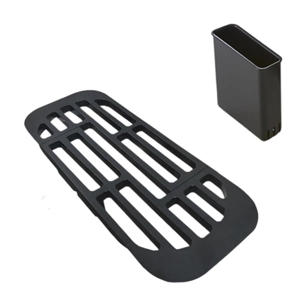 Rejilla para fregadero de cocina, extensible, antideslizante, multiusos, escurridor de platos Negro