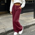 thumbnail image 6 of BRELIL Women's Wide Leg High Waisted Ribbed Casual Lounge Pants Long Pajama Pants Fall Winter Fashion Outfits Loose Baggy Trousers for Party, Wine L, 6 of 9