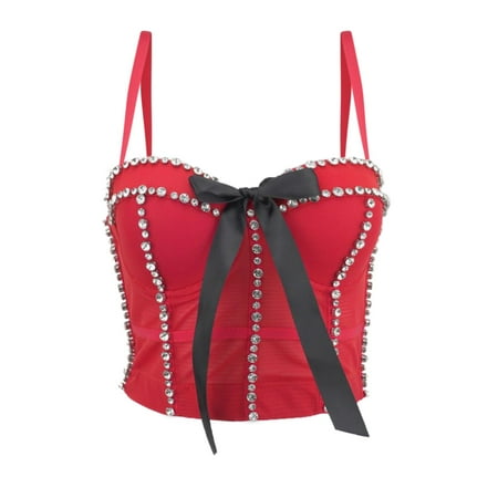 

Deep V Bow With Diamond Encrusted Shape Nightclub Top Chemise Lingeries Sleepwear