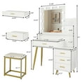 thumbnail image 4 of Ktaxon Vanity Table Set with Lighted Mirror, Makeup Table with 4 Drawers, Dressing Vanity Tables, Dresser Desk for Girls, Women, White, 4 of 12