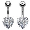 thumbnail image 1 of Nuevo piercing para el ombligo de acero inoxidable unisex con incrustaciones de diamantes en forma de corazón, 1 of 5