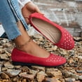 thumbnail image 4 of Womens Rhinestone Embellished Ballet Flats with Memory Foam - Comfortable Sparkly Slip On Shoes for Evening, Work & Casual - Red,Size 9, 4 of 6