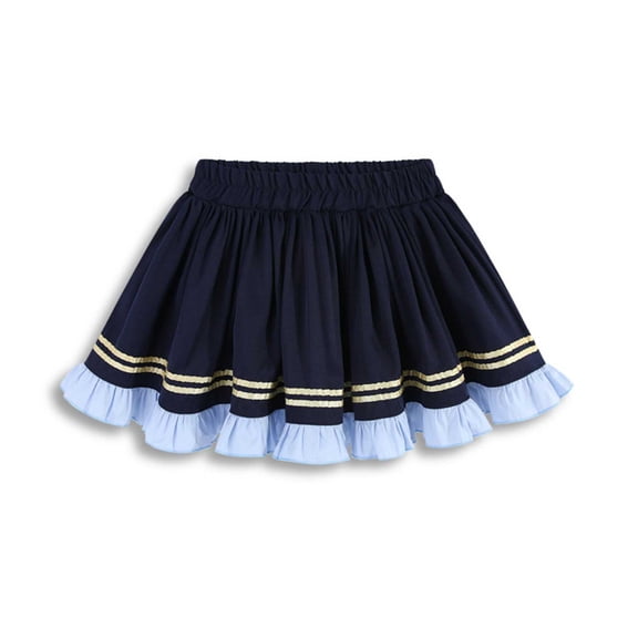 FRSASU Girl's Tiered Ruffle Mini Skirt Teens Skater Lolita High Waisted Short Skort A Line Summer Skirts Navy