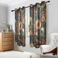 thumbnail image 2 of Yayeee Window Curtains Light Filtering 63"x42" Grommet Panel Pair Home Living Room Decor, Dark Floral Pattern, 2 of 7