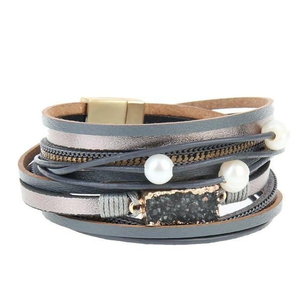 Regalos para fiestas, decoración, pulsera, accesorio para club, piedra triturada volcánica gris