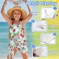 thumbnail image 4 of Xixirimido Strawberry Leaf Blue Print One Piece Swimsuit Set for Girls with Mesh Cover Up Skirt, One Shoulder Swimsuit Bathing Suit with Adjustable Strap, Size 13-14 Years, 4 of 7