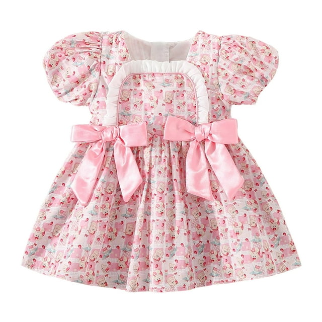 Cathalem Robes à Manches Courtes pour Filles Robe de Fête en Tulle Vacances Formelle Robe de Demoiselle d'Honneur, Rose 6