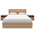 thumbnail image 1 of Harlow 4 Piece Queen Size Bedroom Set with Slatted Bedframe, Headboard with Integrated Light, 2 Nightstands, 1 of 7
