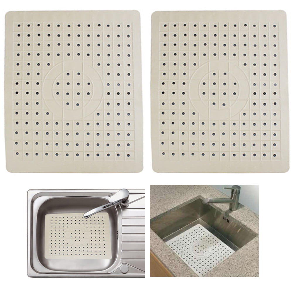 2 Pack mDesign Kitchen Sink Protector Mat Small Pebble Design 