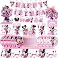 thumbnail image 3 of Disney-suministros de fiesta de cumpleaños con tema de Minnie Mouse, color rosa, taza, plato, globo, decoración de fiesta de cumpleaños para niños y niñas, vajilla desechable, 3 of 4