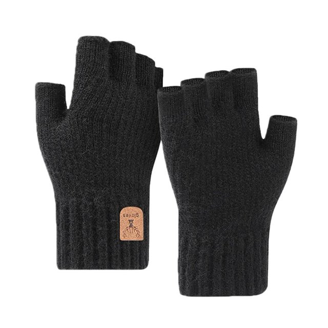 Wartleves Guantes sin dedos, guantes de medio dedo, guantes de punto cálidos de invierno;