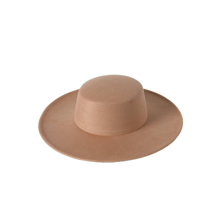 Tan Wide Brim Felt Hat for Women