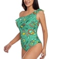 thumbnail image 3 of Yiaed Funny Animals in Jungle Print Women One Piece Swimsuits Tummy Control One Shoulder Bathing Suits Pattern Ruffle Swimwear-X-Large, 3 of 8