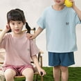 thumbnail image 4 of Baby Outfits Kids Toddler Unisex Spring Summer Short Sleeve Tshirt Shorts Outfits Toddler Girl Clothes Light Gray 4 Years-5 Years, 4 of 4