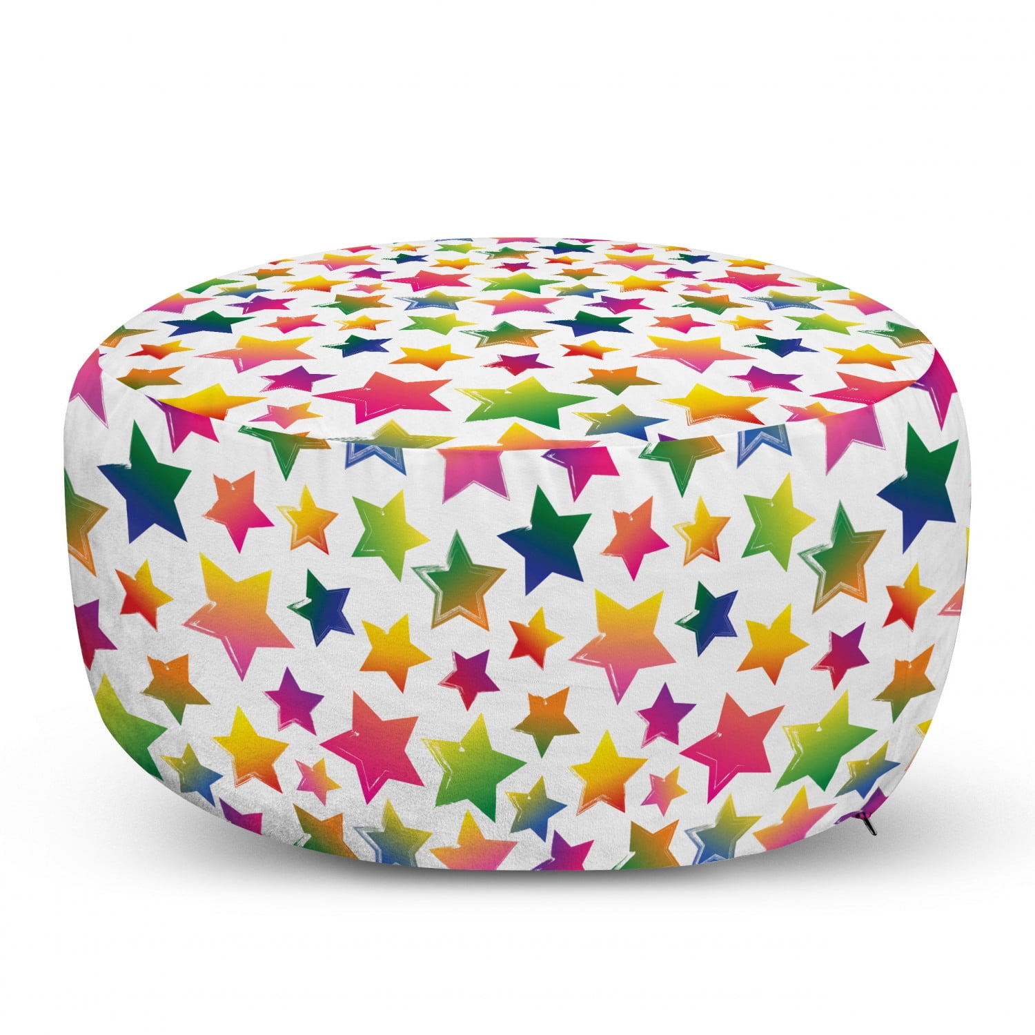 25 Ambesonne 1990s Rectangle Pouf Under Desk Foot Stool for Living Room Office Ottoman with Cover Multicolor Retro Style Geometric Shapes Triangles Angled Lines Hearts Colorful Illustration