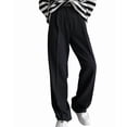 thumbnail image 3 of Pantalones de Traje de Pierna para Mujer, Pantalones Largos Informales de Negocios con Cintura Holgada y Corte Holgado Negro S, 3 of 9