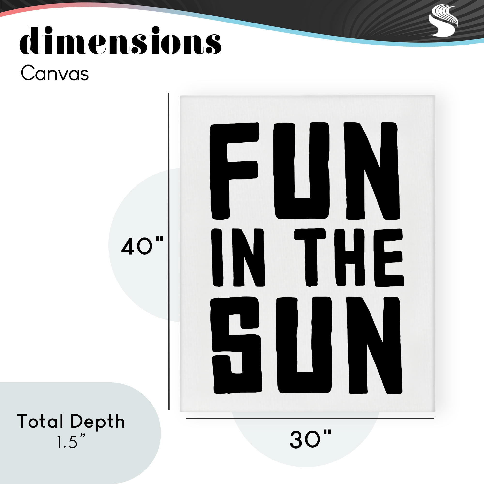 Fun In Sun Simple Sentiment Canvas Wall Art, design by Lettered and Lined
