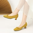 thumbnail image 4 of Miluxas Heeled Loafers for Women Square Toe Chunky Block Mid Heel Pumps Slip-on Work office Dress Shoes Yellow 9.5(43), 4 of 6