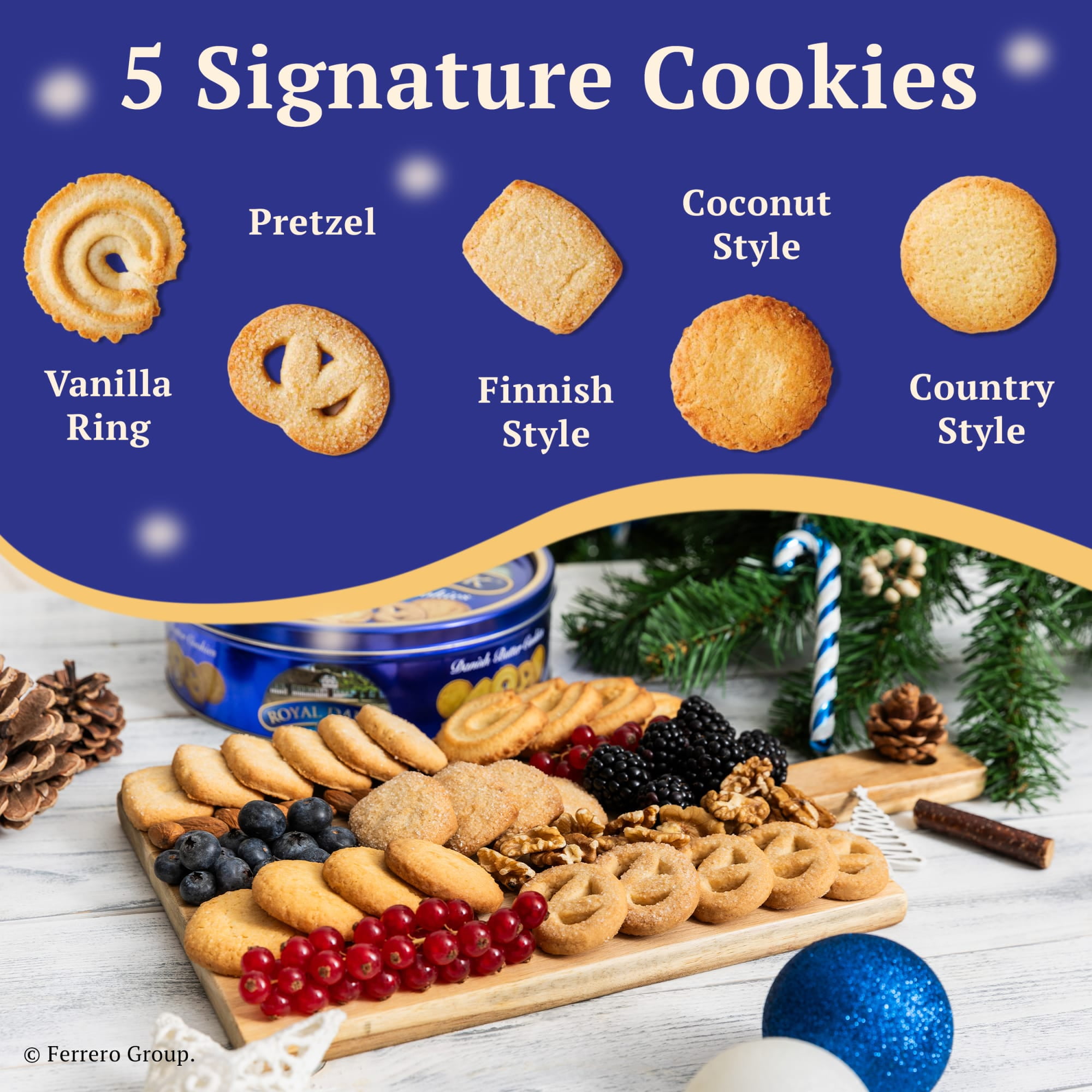 (12 pack) Royal Dansk Danish Butter Cookies, Premium Assorted Cookies in Gift Tin, Great for Sharing and Gifting, 12 oz