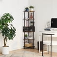 thumbnail image 1 of VECELO 6 Tiers Corner Shelf with Mesh Door Storage, Industrial Wood Corner Bookcase Plant Stand for Living Room Home Office, Brown, 1 of 8