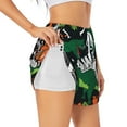 thumbnail image 3 of Lsque Dinosaur Skeleton Printed Women's Running Shorts with Liner Pockets,Elastic Quick Dry Workout Athletic Gym Yoga Shorts,Womens High Waist Shorts-Large, 3 of 9