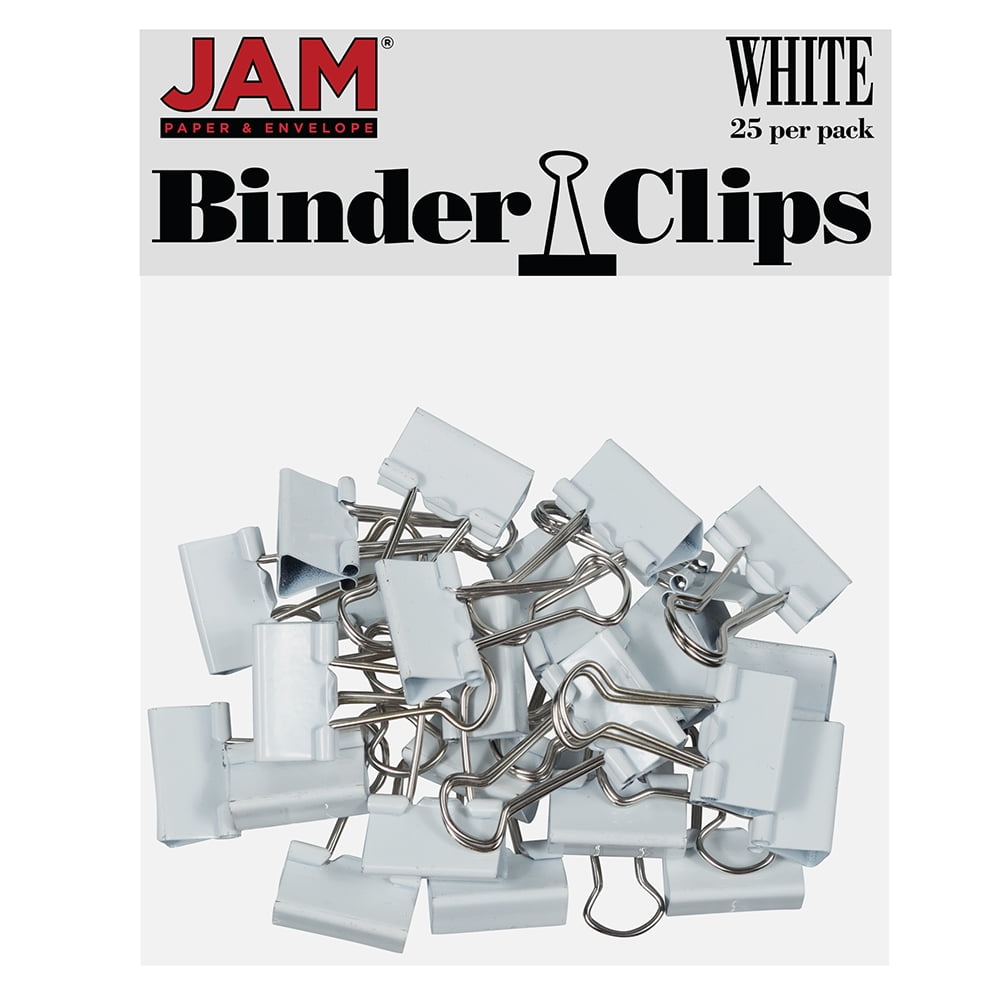 JAM Colorful Binder Clips, Small, 3/4 Inch (19 mm), White Binderclips