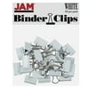 JAM Paper & Envelope Colorful Binder Clips, Small, 3/4in, White, 25/Pack