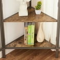 thumbnail image 6 of VECELO Corner Storage Cabinet with Dual Door, Wood Floor Standing Triangle Storage Organizer with 3-tier Shelves, Gray, 6 of 9