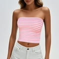 thumbnail image 4 of Women Summer Strapless Striped Bandeau Tube Tops Y2K Aesthetic Sleeveless Backless Crop Tank Going Out Top, 4 of 5