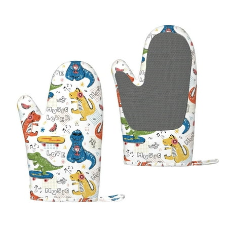

Junzan Dinosaur (2) for Oven Mitts 2 Piece Set BBQ Gloves Grilling Gloves Heat Resistant Oven Gloves Kitchen Silicone Oven Mitts for Barbecue/Cooking/Baking
