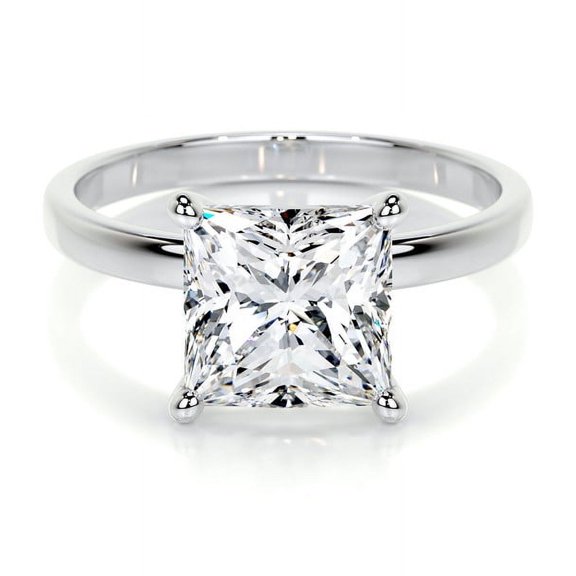 Blue Jewel Solitaire Diamond Ring - Princess Cut Excellent 1.9 Ct Diamond Ring For Women's - White Gold Over 14K Silver Diamond Ring - Solo Stone Diamond Ring for Her - Simple Diamond Ring for Ring