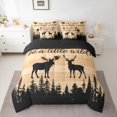 thumbnail image 2 of Manfei Jungle Wildlife Deer 7-Piece Twin Bedding Sets,Wild Animal Moose Bedding Comforter Set,Brown Black Sheet Sets For Kids,Breathable Home Decor Reversible, 2 of 8