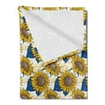 thumbnail image 2 of Sunflower Soft Flannel Fleece Throw Blanket, Graphic Harvest Themed Illustration Cartoon Design, Cozy Plush for Indoor and Outdoor Use, 70" x 90", Earth Yellow Blue, by Ambesonne, 2 of 5