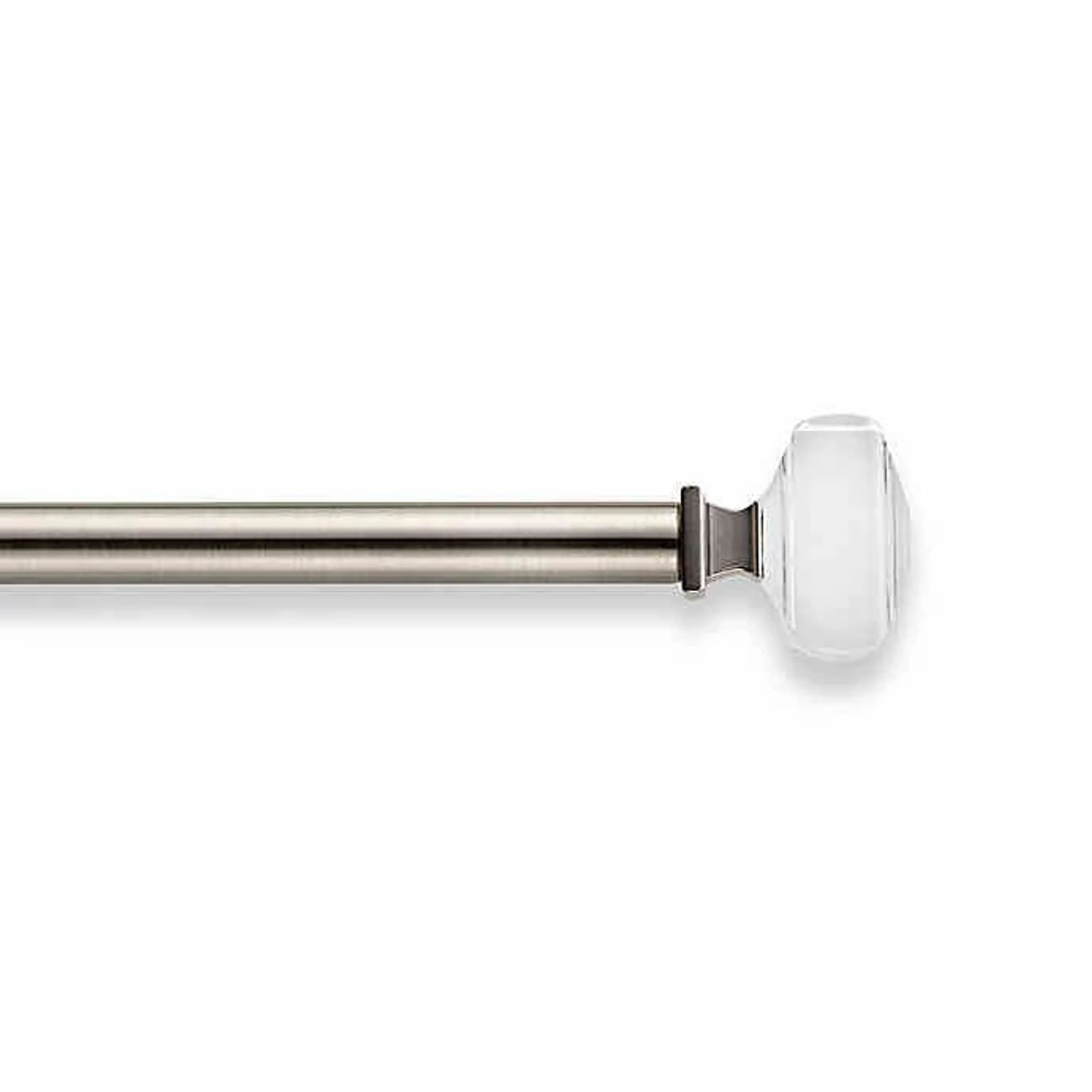Pair of Cambria Premier Ball Clear Finials Brushed Nickel Curtain Rod End 