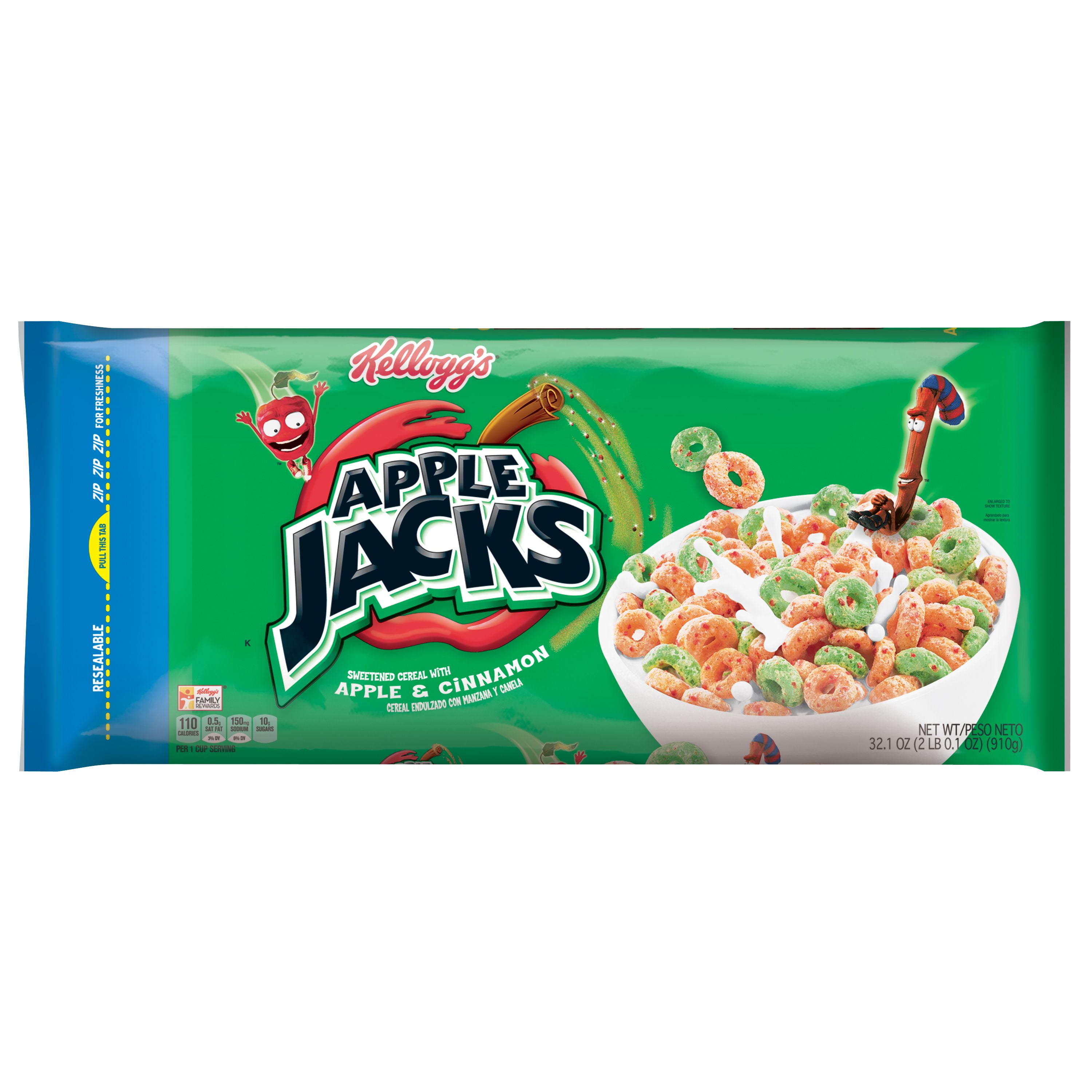 Kellogg's Apple Jacks Breakfast Cereal, Original, 32.1 Oz, Bag