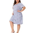 thumbnail image 4 of Agnes Orinda Women's Plus Nightgown Short Sleeve Round Neck Soft Stretchy Pajama Dress 3X Light Blue, 4 of 5
