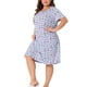 thumbnail image 4 of Agnes Orinda Camisón de Mujer Talla Grande de Manga Corta Cuello Redondo Vestido de Pijama Suave y Elástico 4X Azul Claro, 4 of 5