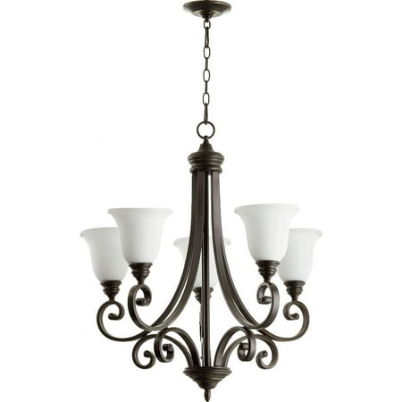 

Tanners Courtyard 5 Light Chandelier in Bailey Street Home Home Collection Style 28 inches Wide By 30 inches High Oiled Bronze Satin Opal Bailey