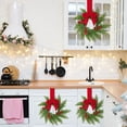 thumbnail image 4 of Hanging Xmas Wreaths with Red Bow Artificial Christmas Cabinet Wreaths Small Christmas Wreath for Kitchen Cabinet Doors Front Door Window Wall Winter Decor, 4 of 5